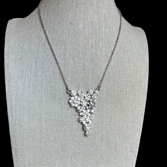 N238 Pilgrim NWT Danish Clear Silver Rivoli Crystal Pendant Extender Chain - Picture 1 of 10